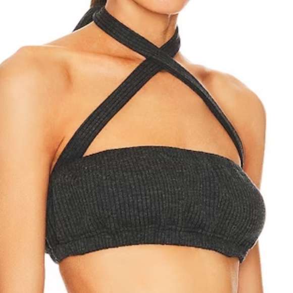 WeWoreWhat Tie Halter Bra Top in Black size S - Picture 2 of 5